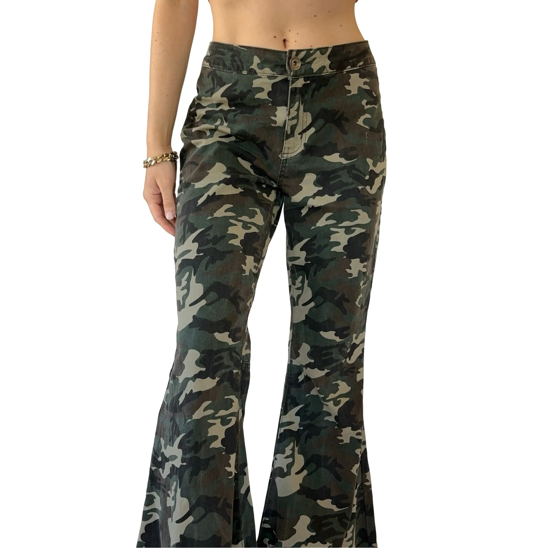 2000s Camo Bellbottoms (M)