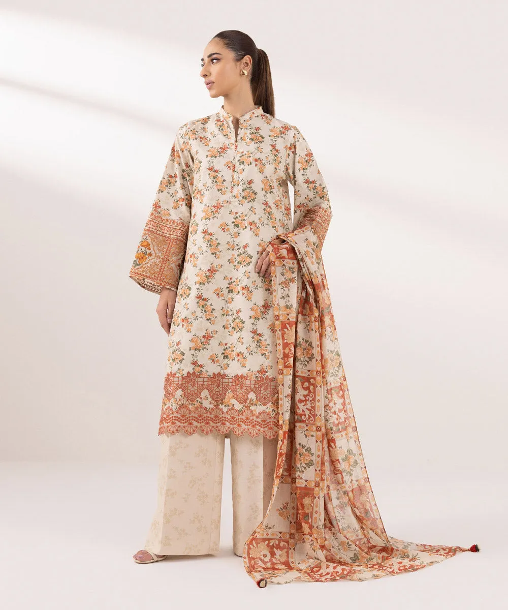 3 Piece - Embroidered Cambric Suit
