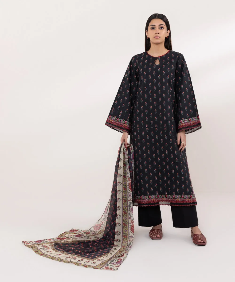 3 Piece - Embroidered Cambric Suit