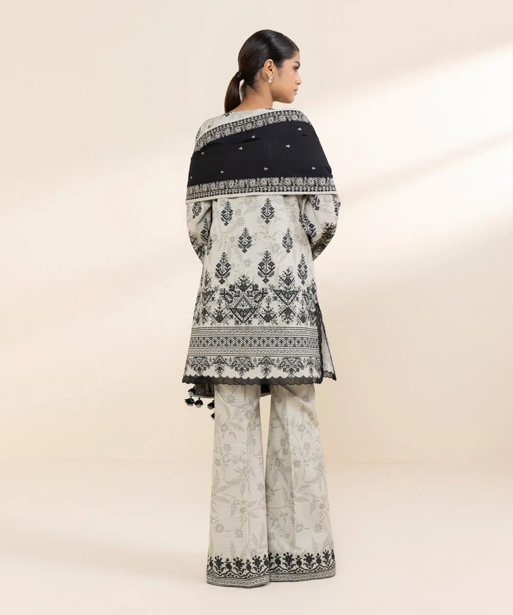3 Piece - Embroidered Light Khaddar Suit