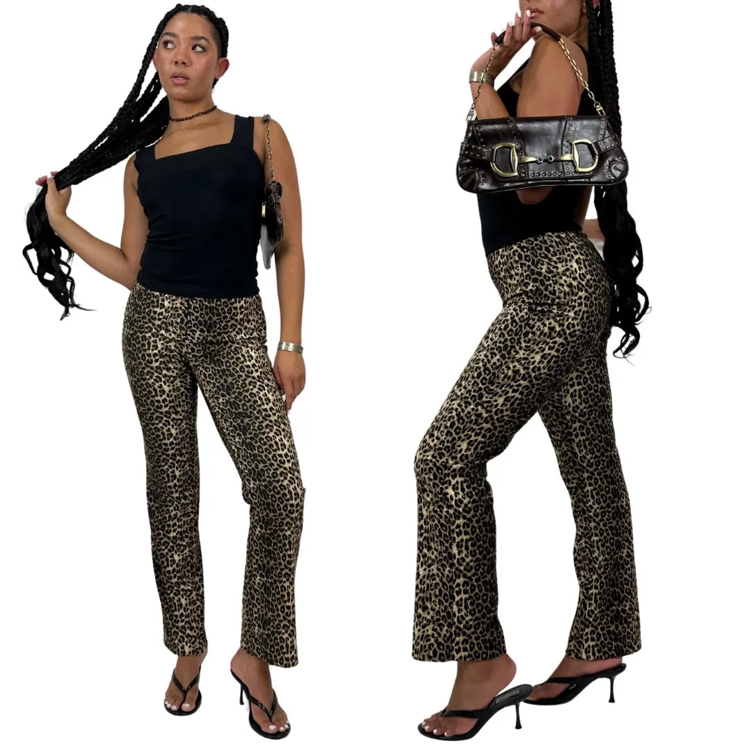90s Leopard Print Trousers (M)