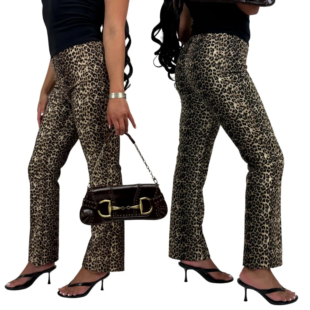 90s Leopard Print Trousers (M)
