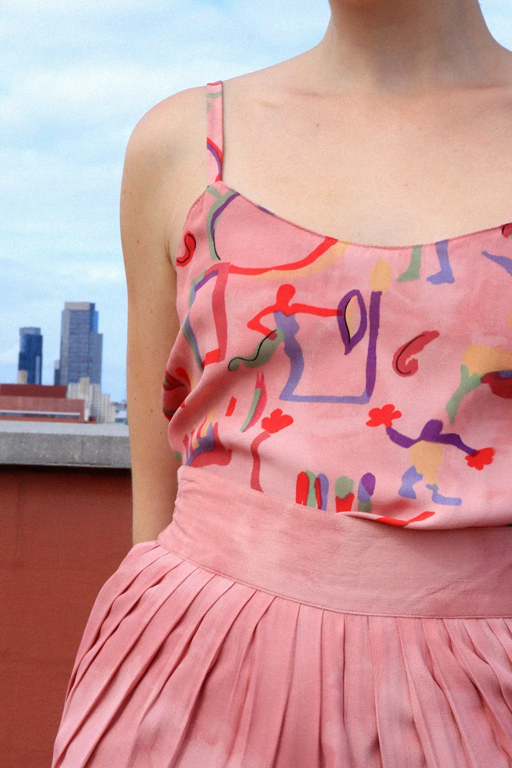 Abstract Watercolor Wide Leg Ensemble S/M