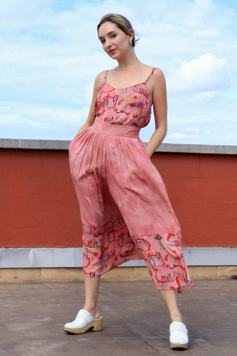 Abstract Watercolor Wide Leg Ensemble S/M