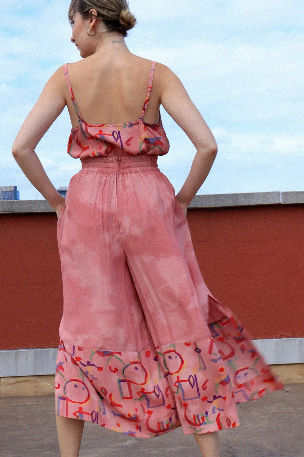 Abstract Watercolor Wide Leg Ensemble S/M