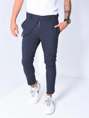 Ankle Pants w/ Elastic Accessory - Blue