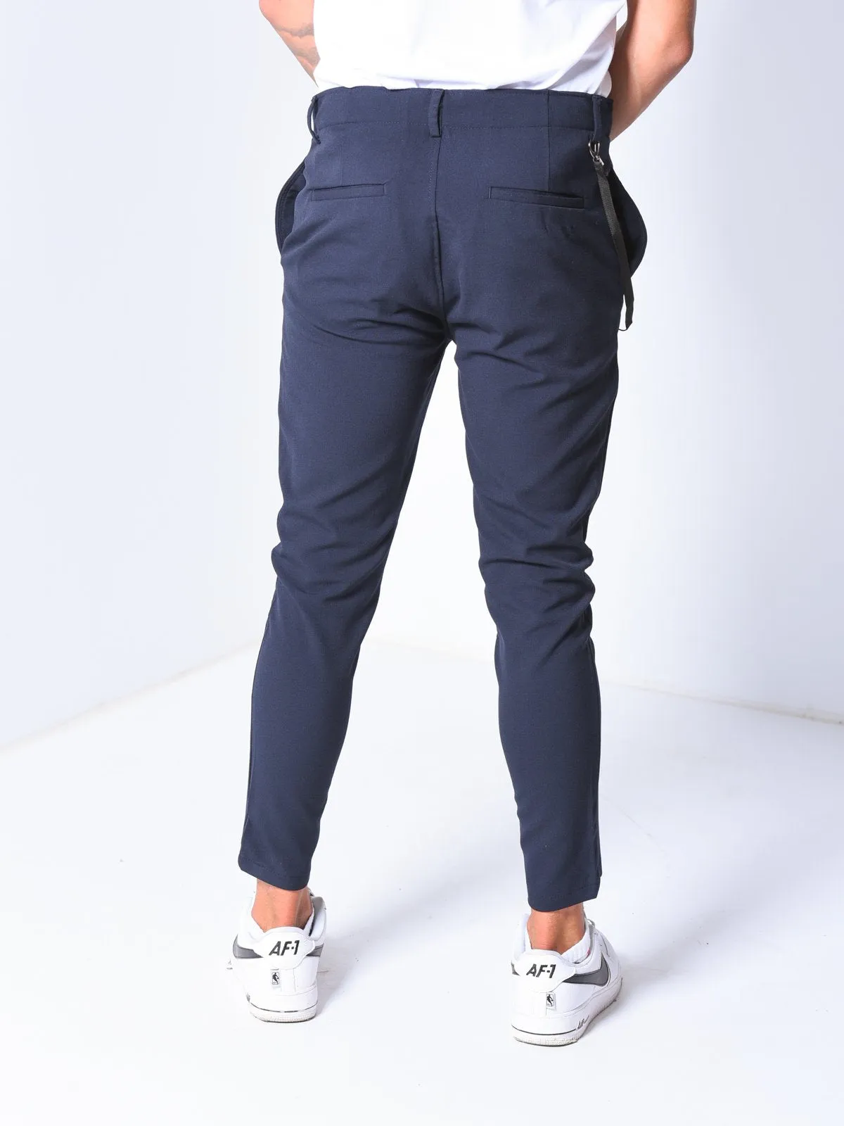 Ankle Pants w/ Elastic Accessory - Blue