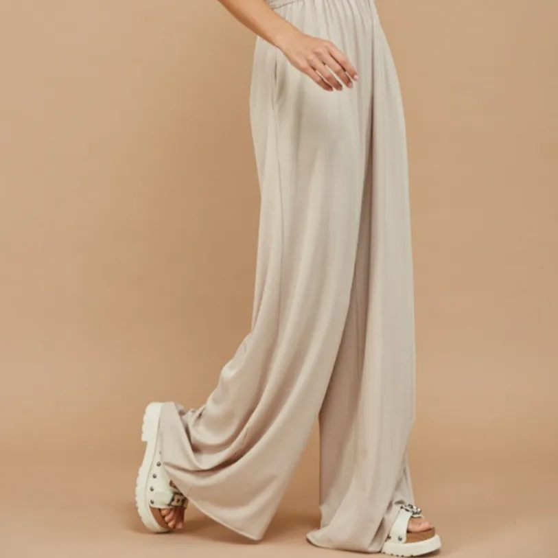 Aruba Smocked Knit Taupe Jumpsuit