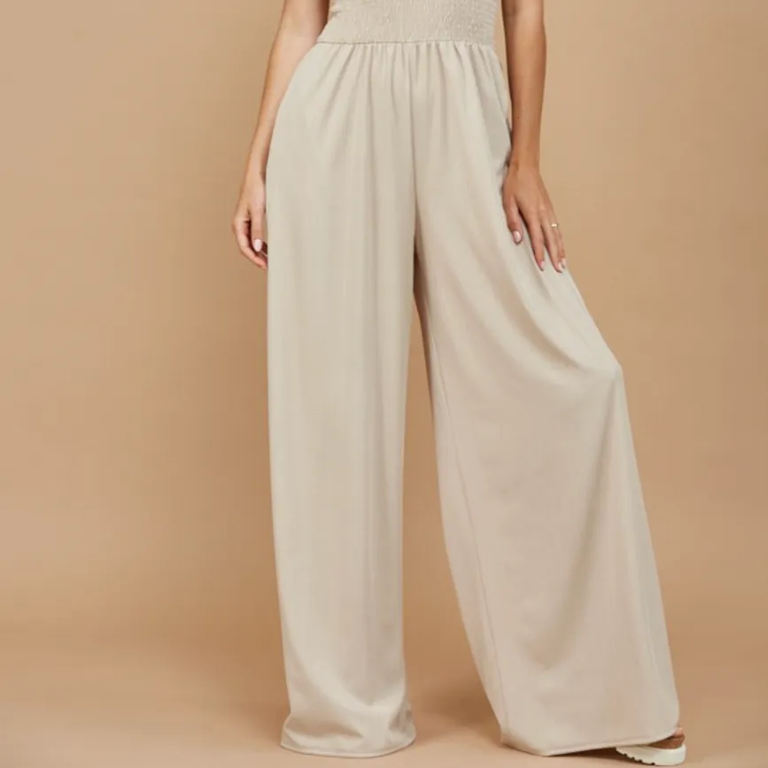 Aruba Smocked Knit Taupe Jumpsuit