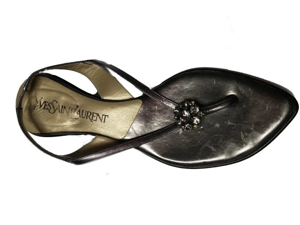 *AUTHENTIC YVES SAINT LAURENT CHUNKY RHINESTONE SANDALS