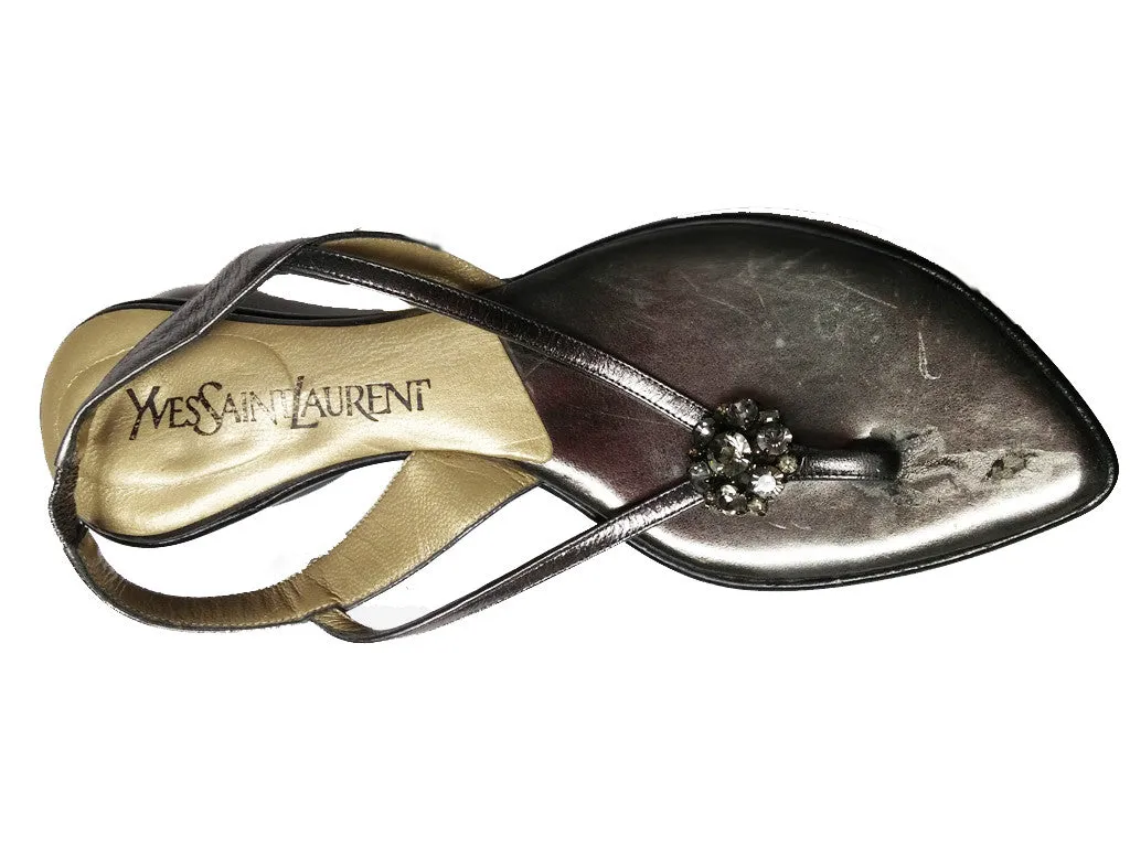 *AUTHENTIC YVES SAINT LAURENT CHUNKY RHINESTONE SANDALS