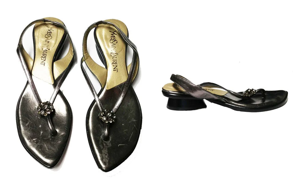 *AUTHENTIC YVES SAINT LAURENT CHUNKY RHINESTONE SANDALS