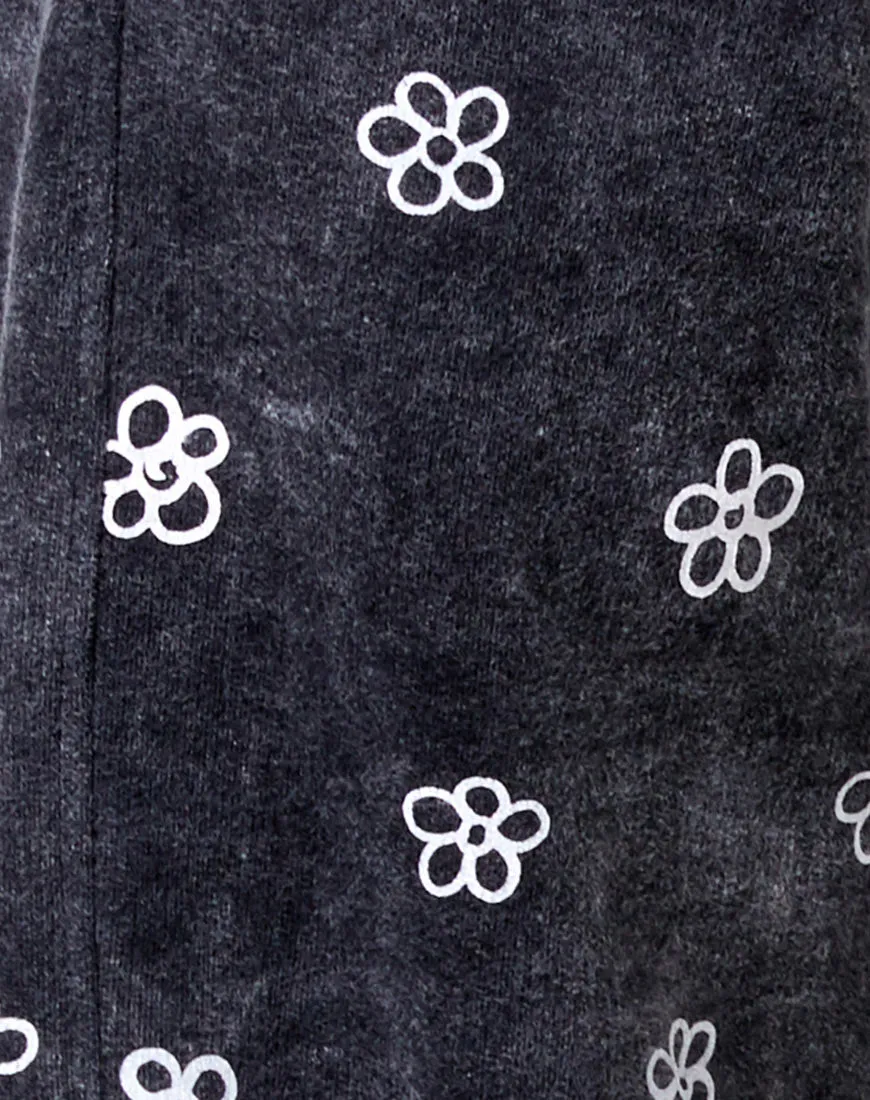 Small Graffiti Flower Dark Grey Basta Jogger Pants for a Trendy Casual Look