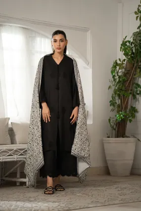 Black Twill Embroidered Set NEL-23643