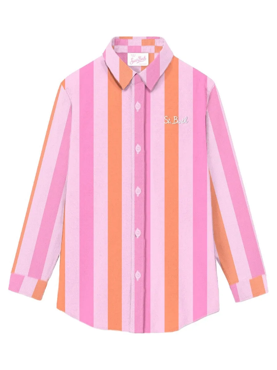 Camicia over da donna Brigitte in cotone stampa righe