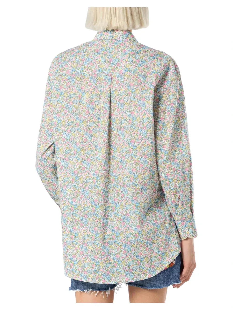 Camicia Oversize Brigitte in Cotone con Stampa Emma & Georgina