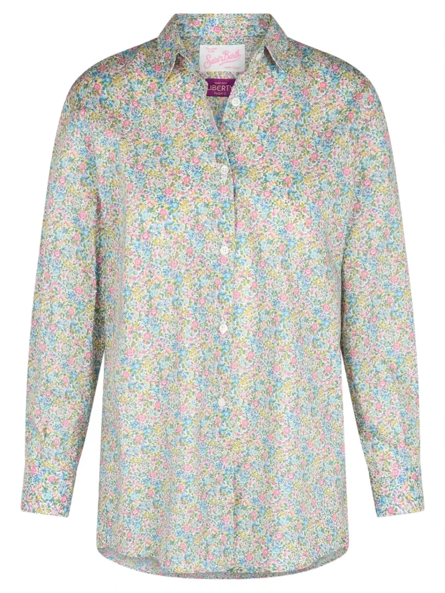 Camicia Oversize Brigitte in Cotone con Stampa Emma & Georgina