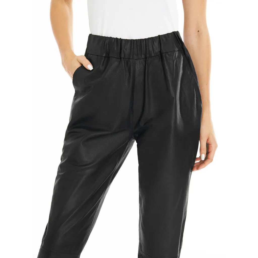 Carrie RW loose fitting leather pant / 50022 - Black (Nero)