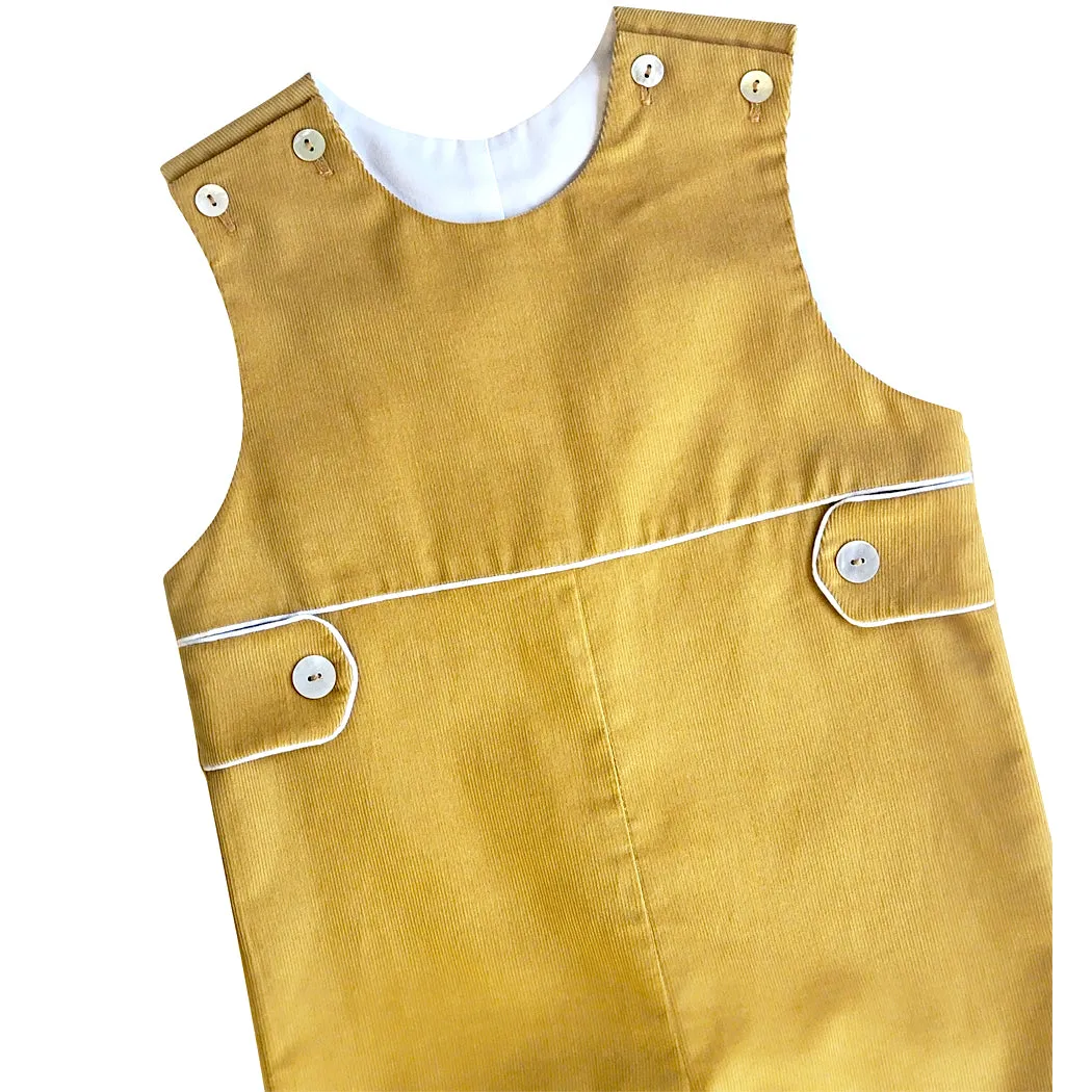 Celine and Lucas -Fall Mustard Colored Corduroy Boy Overalls