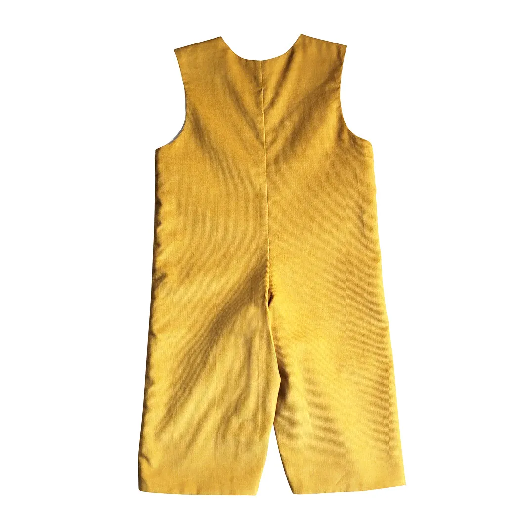 Celine and Lucas -Fall Mustard Colored Corduroy Boy Overalls