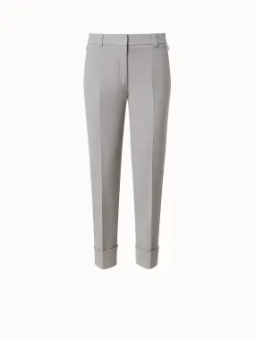 Cropped Tapered Cotton Silk Double-Face Pants