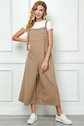 Daily Vibes Tan Cropped Overalls