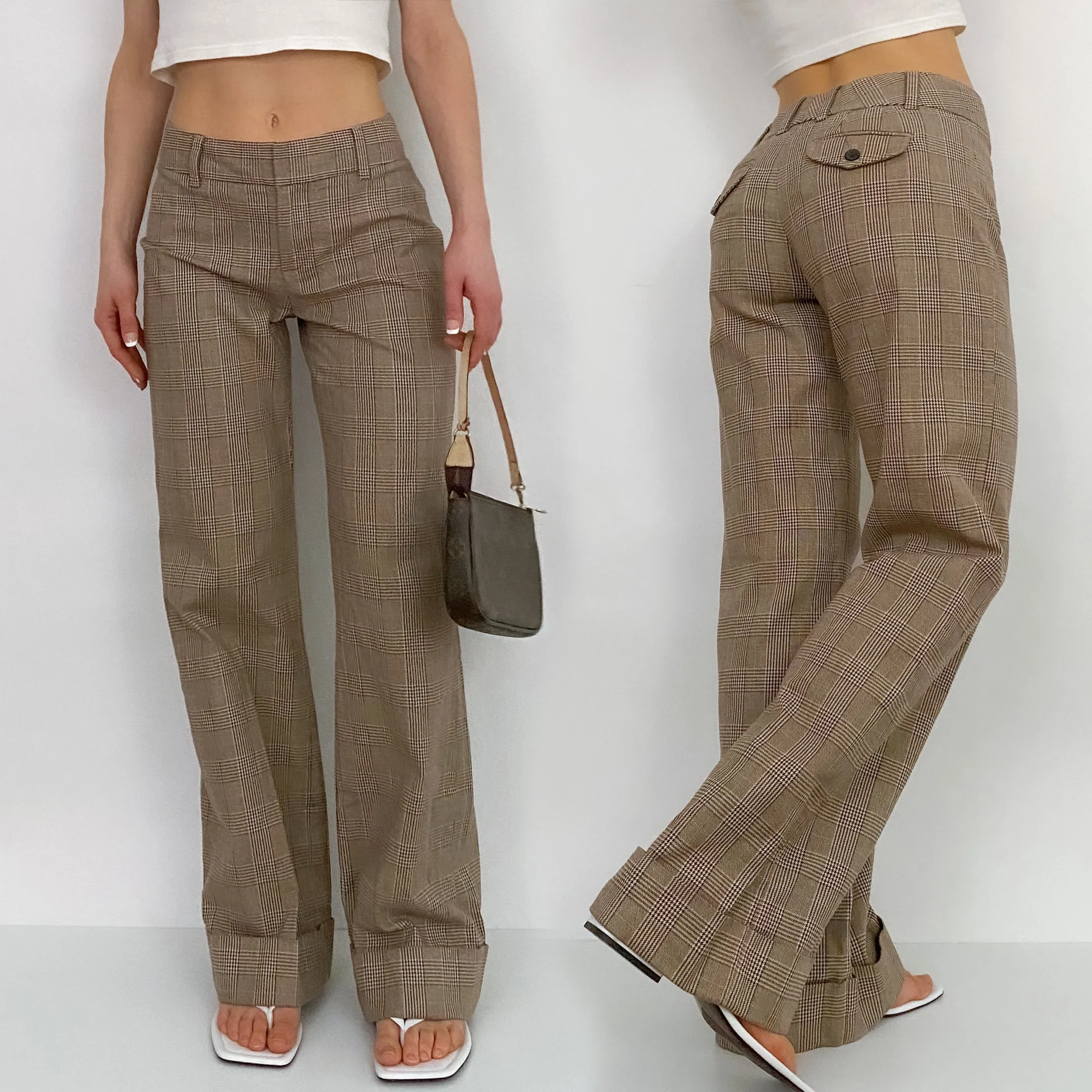 Early 2000's Plaid Flare Trousers - Size 1