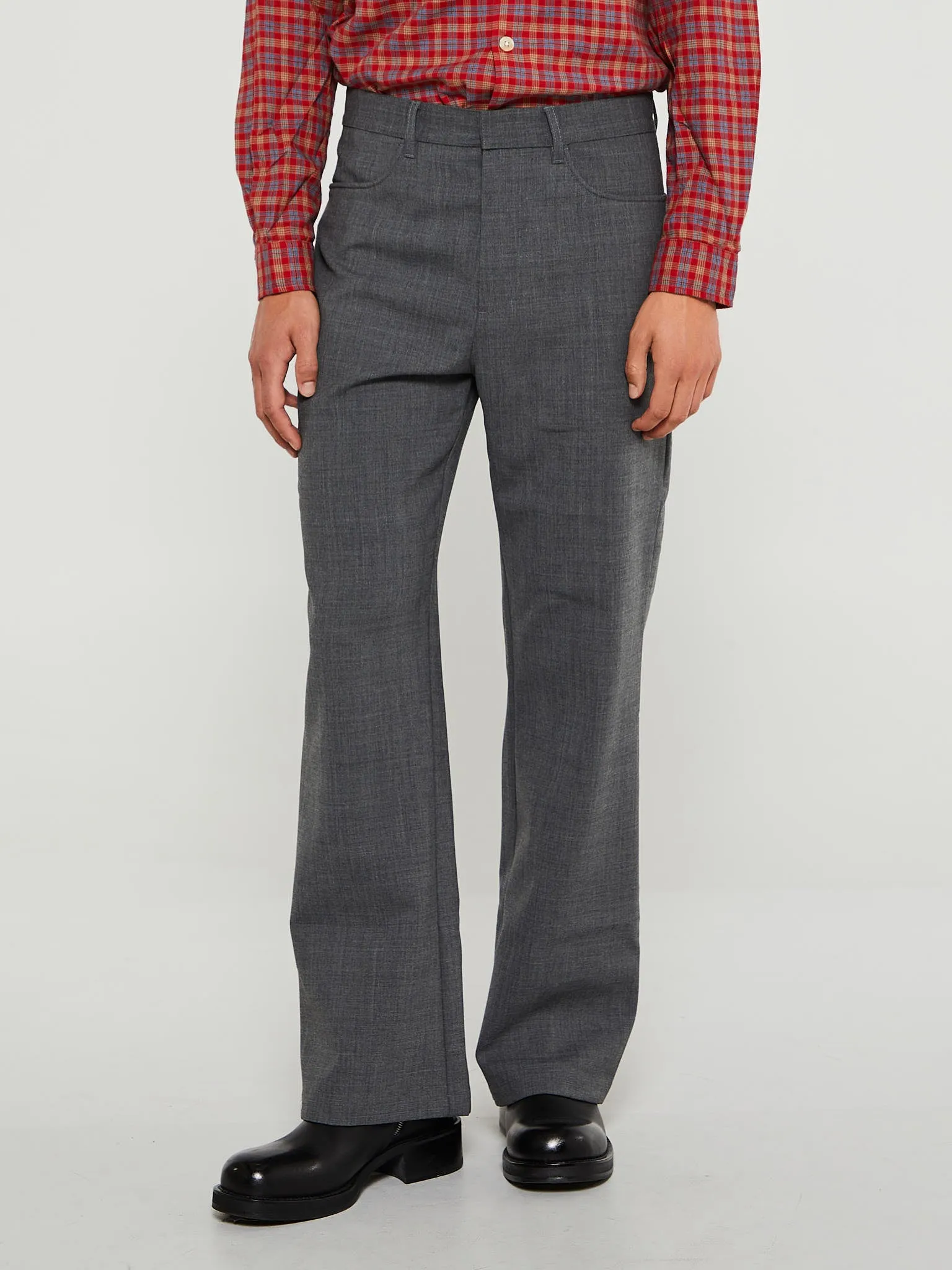 French Grey Melange Flare Trousers