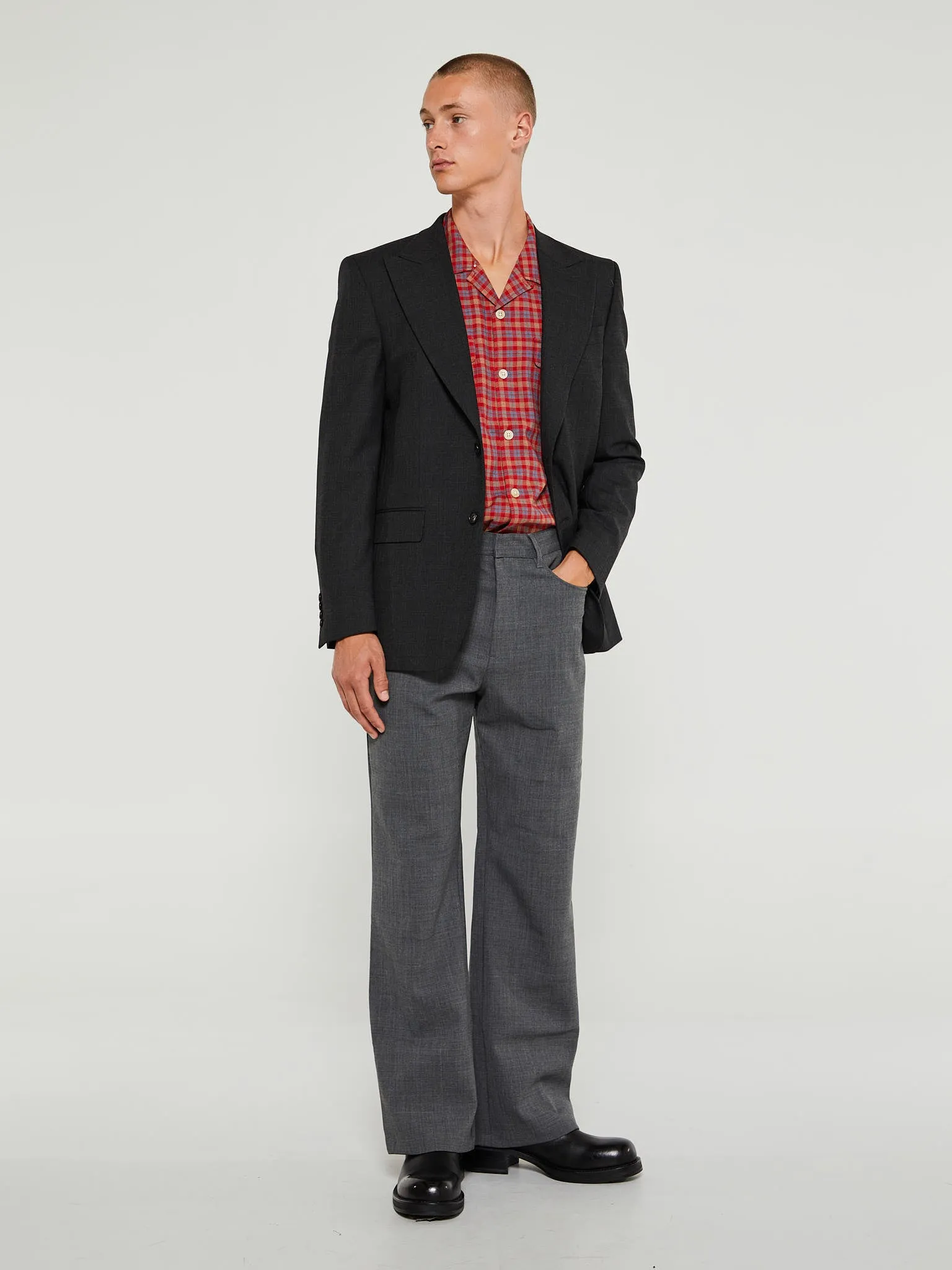French Grey Melange Flare Trousers
