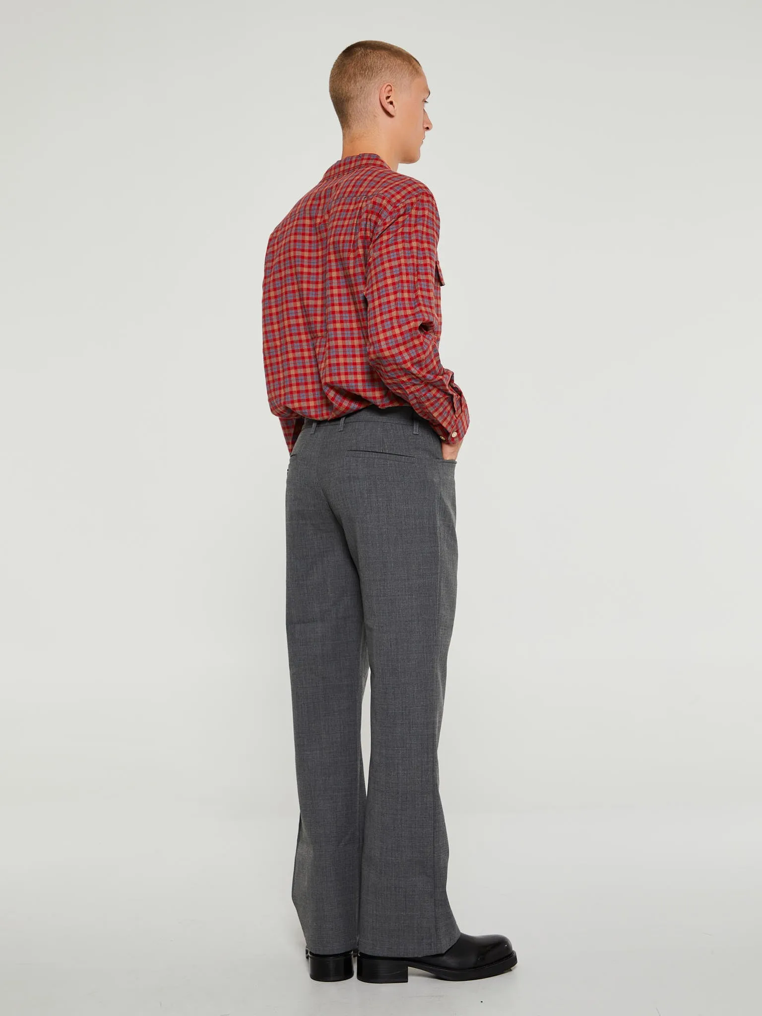 French Grey Melange Flare Trousers
