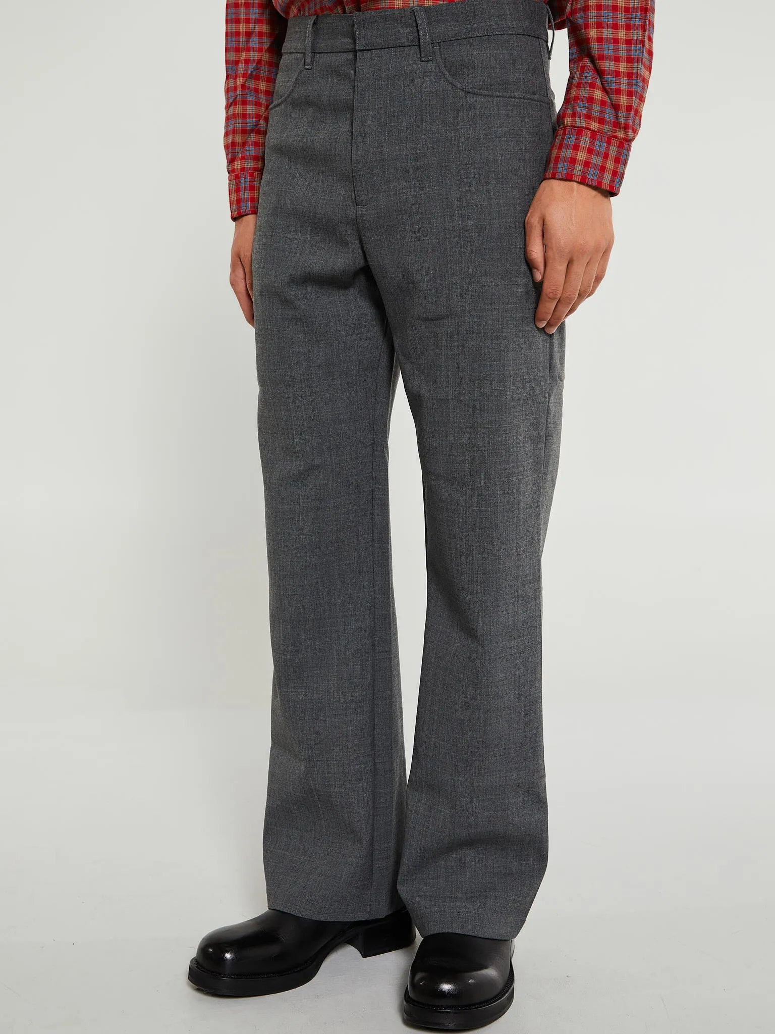 French Grey Melange Flare Trousers