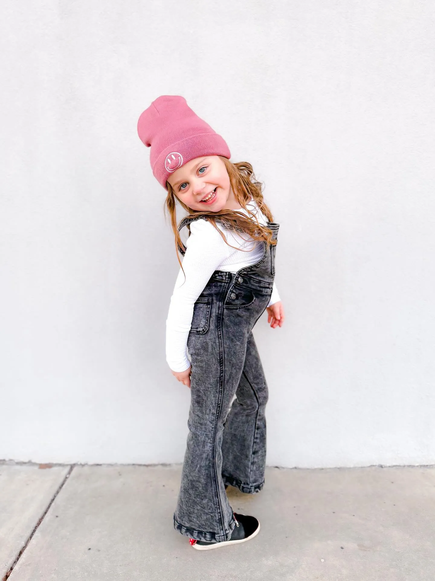 Gray Acid Wash Distressed Denim Overalls