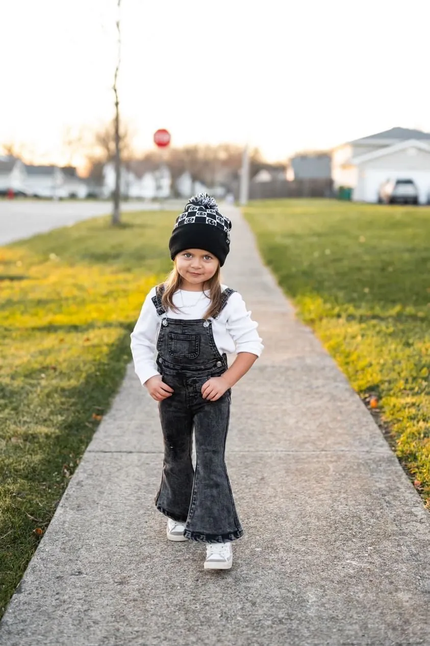 Gray Acid Wash Distressed Denim Overalls