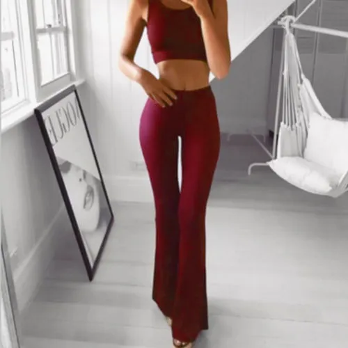 High Waist Plain Flare Pants