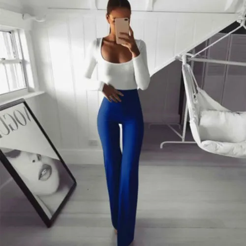High Waist Plain Flare Pants