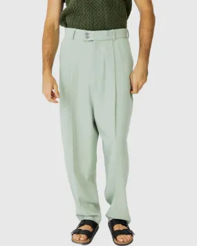Justin Cassin August Loose Fit Trousers in Green Mist Color
