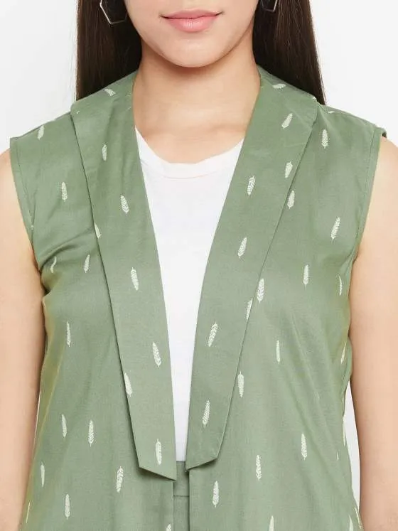 Lapel Neck Jacket With Palazzo - Set of 2