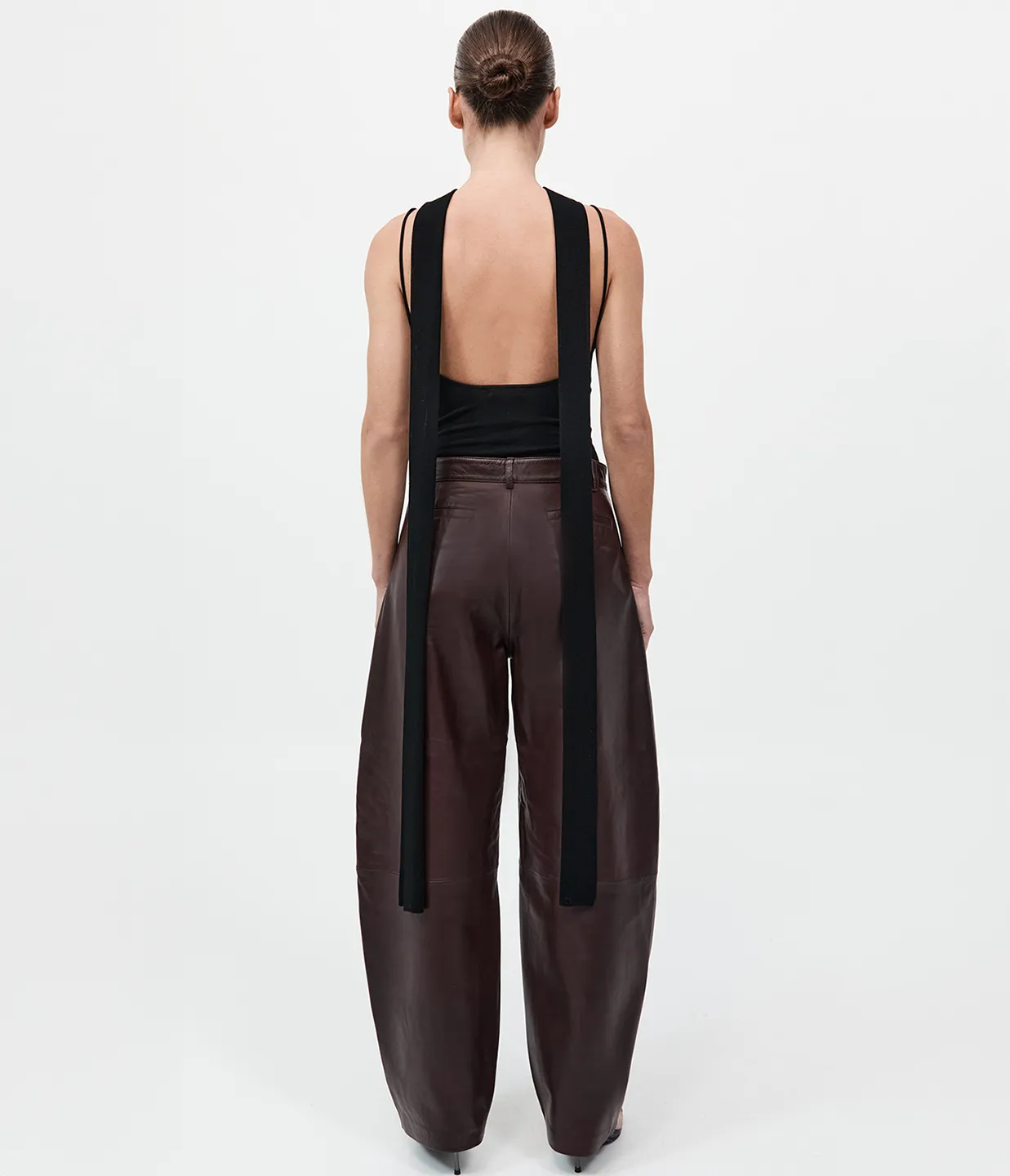 Leather Balloon Pants in Bordeaux