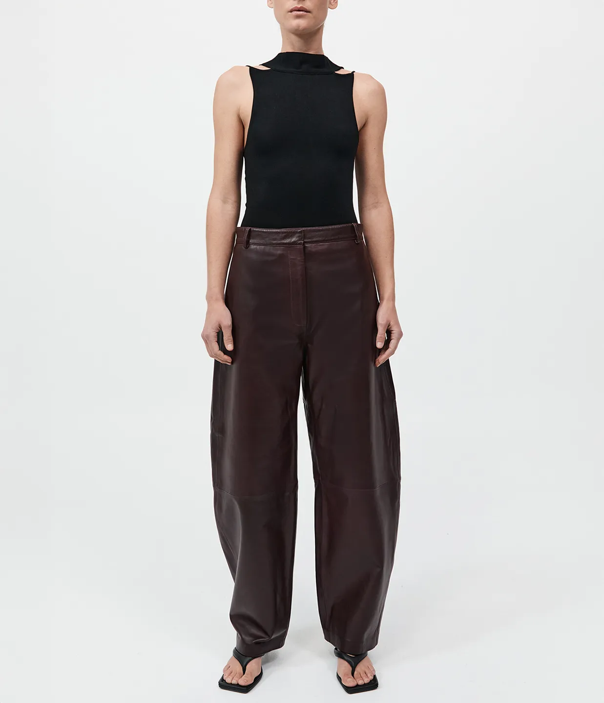 Leather Balloon Pants in Bordeaux
