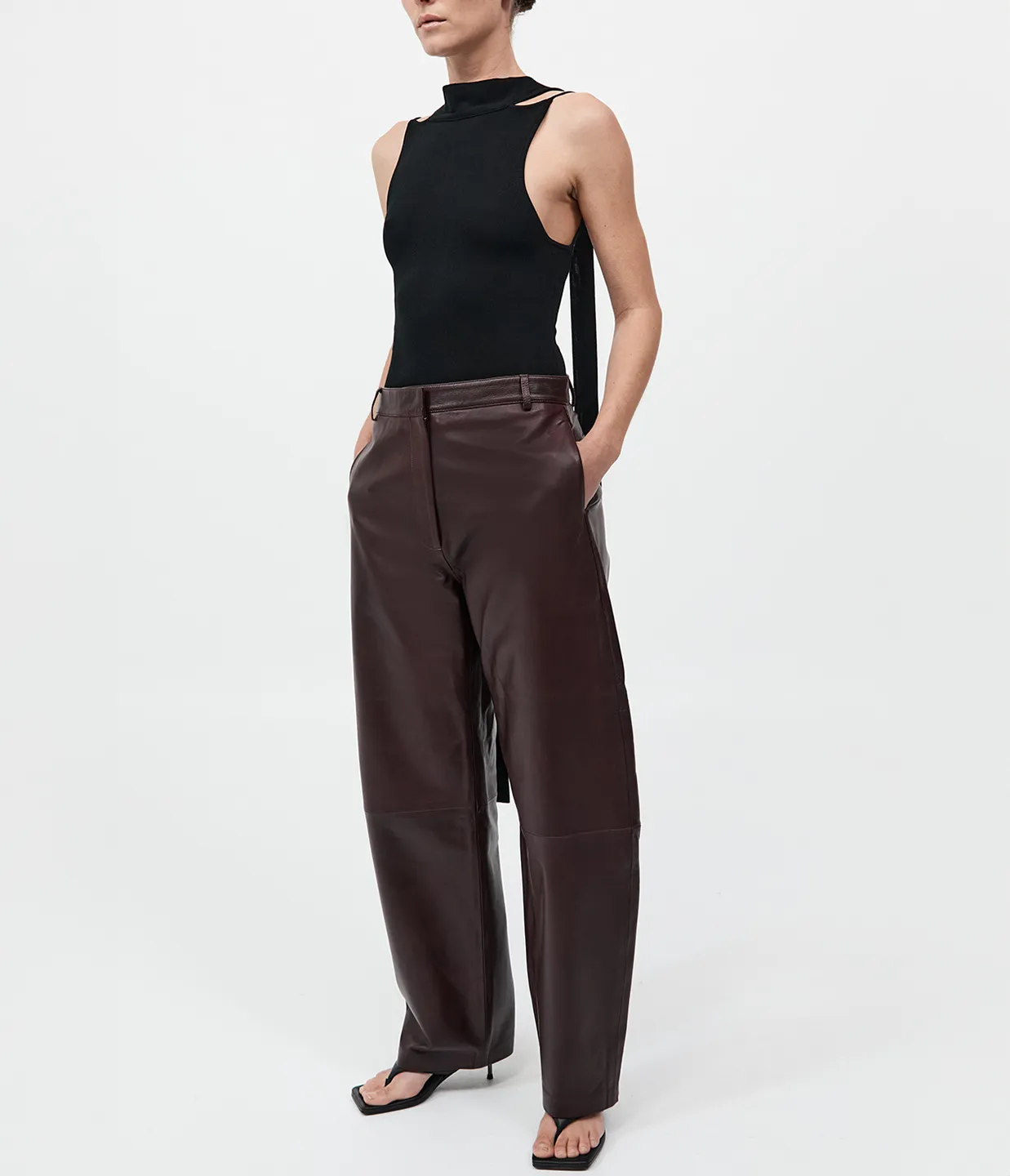 Leather Balloon Pants in Bordeaux