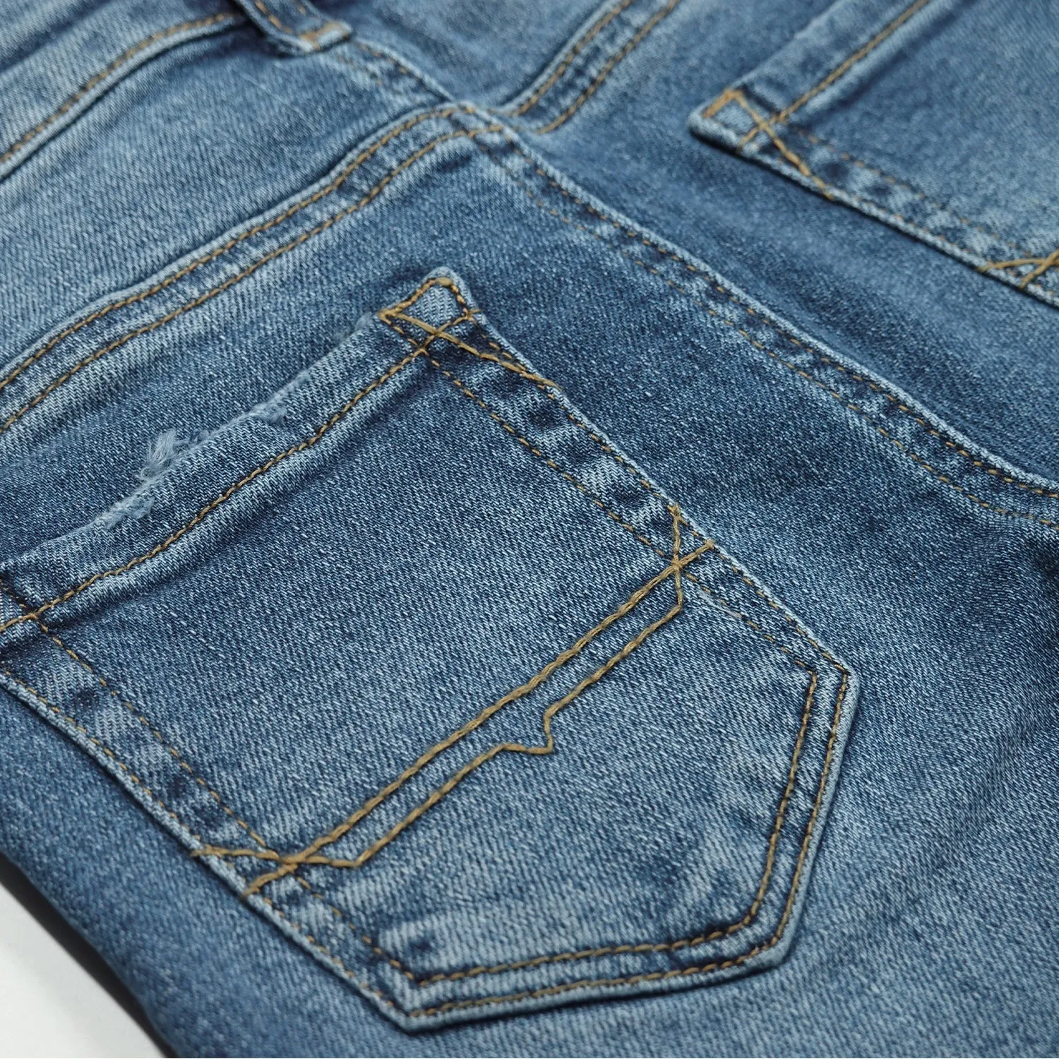 Little Boy Elastic Band Stretchy Washed Soft Slim Cotton Jeans