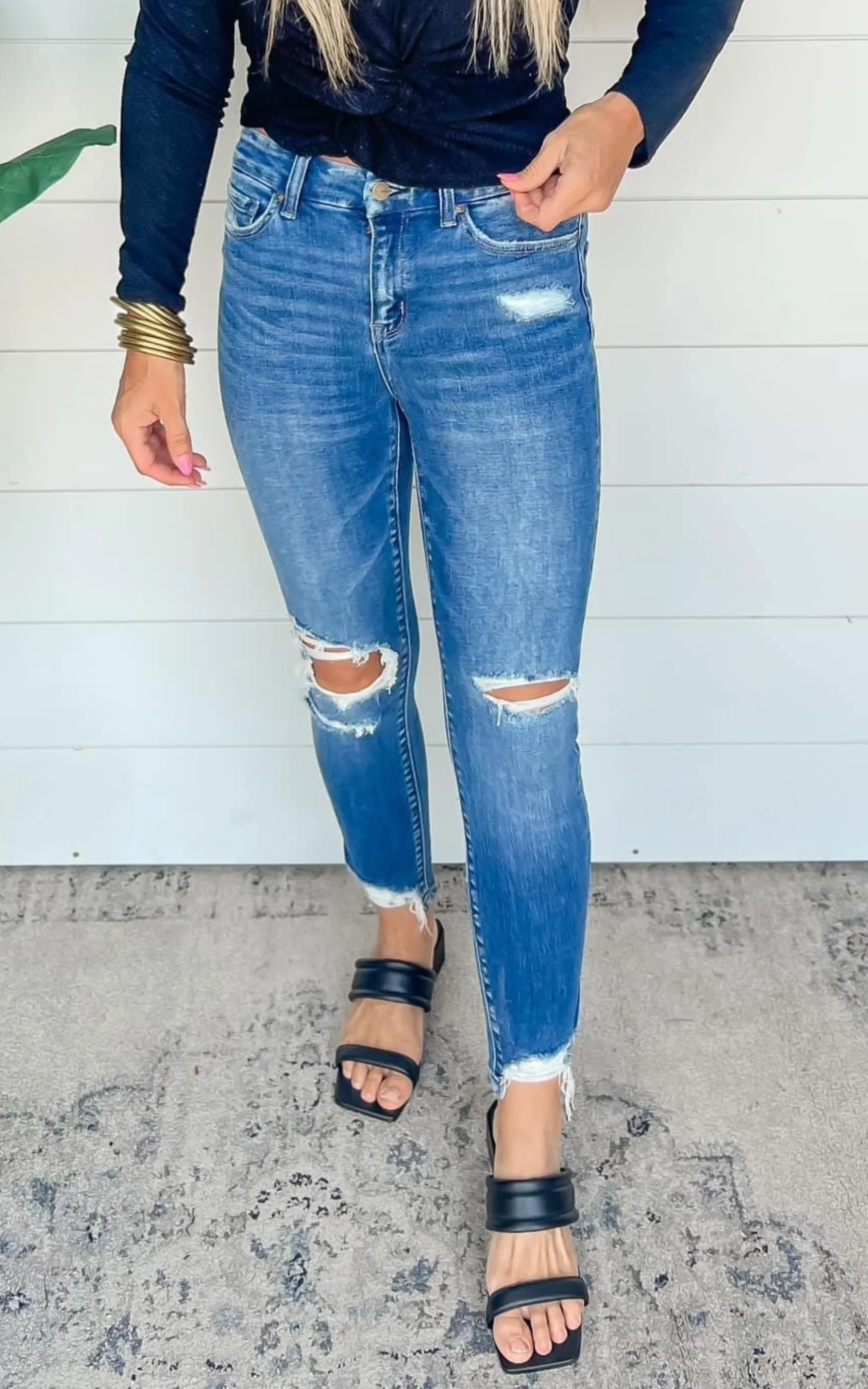 Mid Rise Crop Denim Skinny Jeans | Mica*