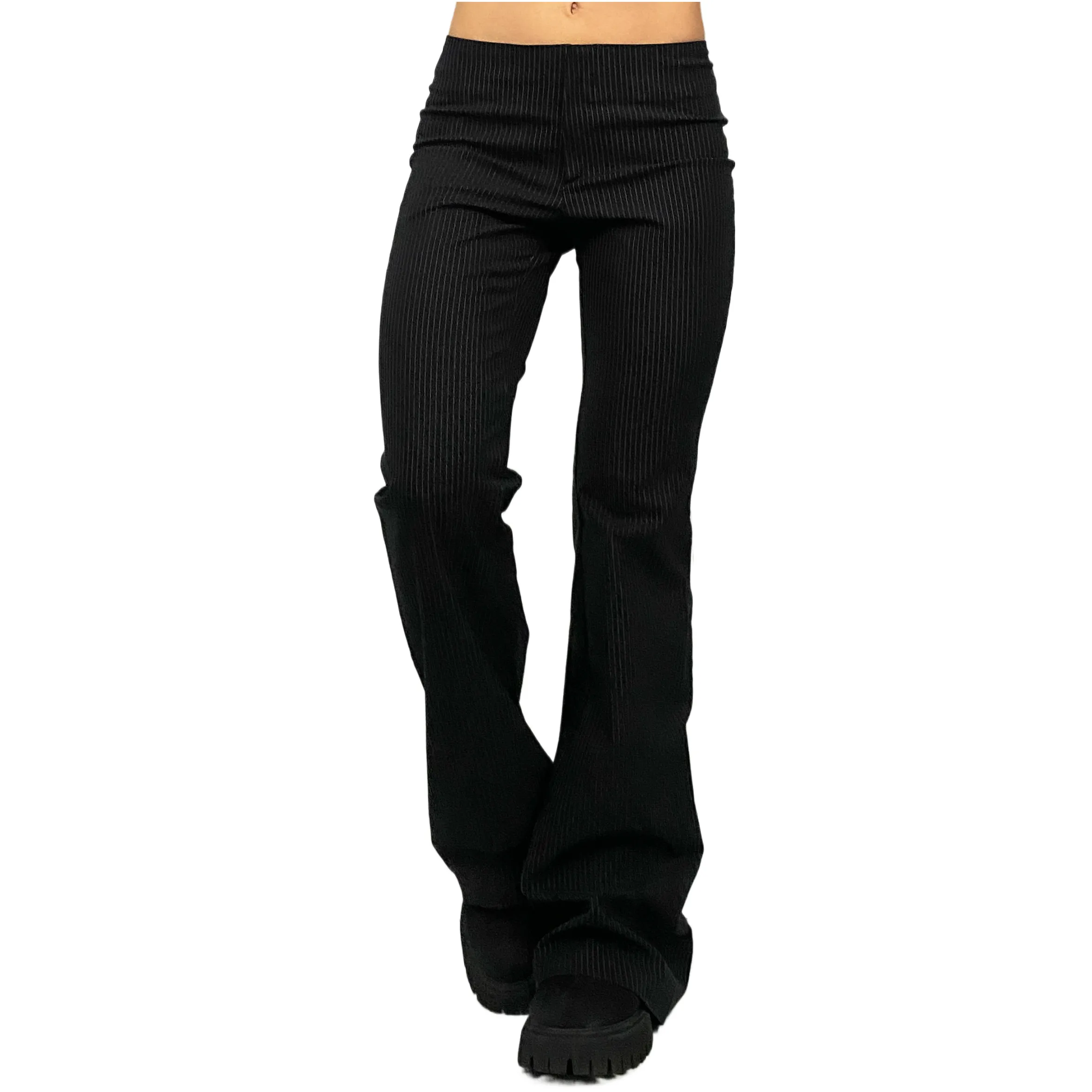 Mid-Rise Pinstripe Flares (S)