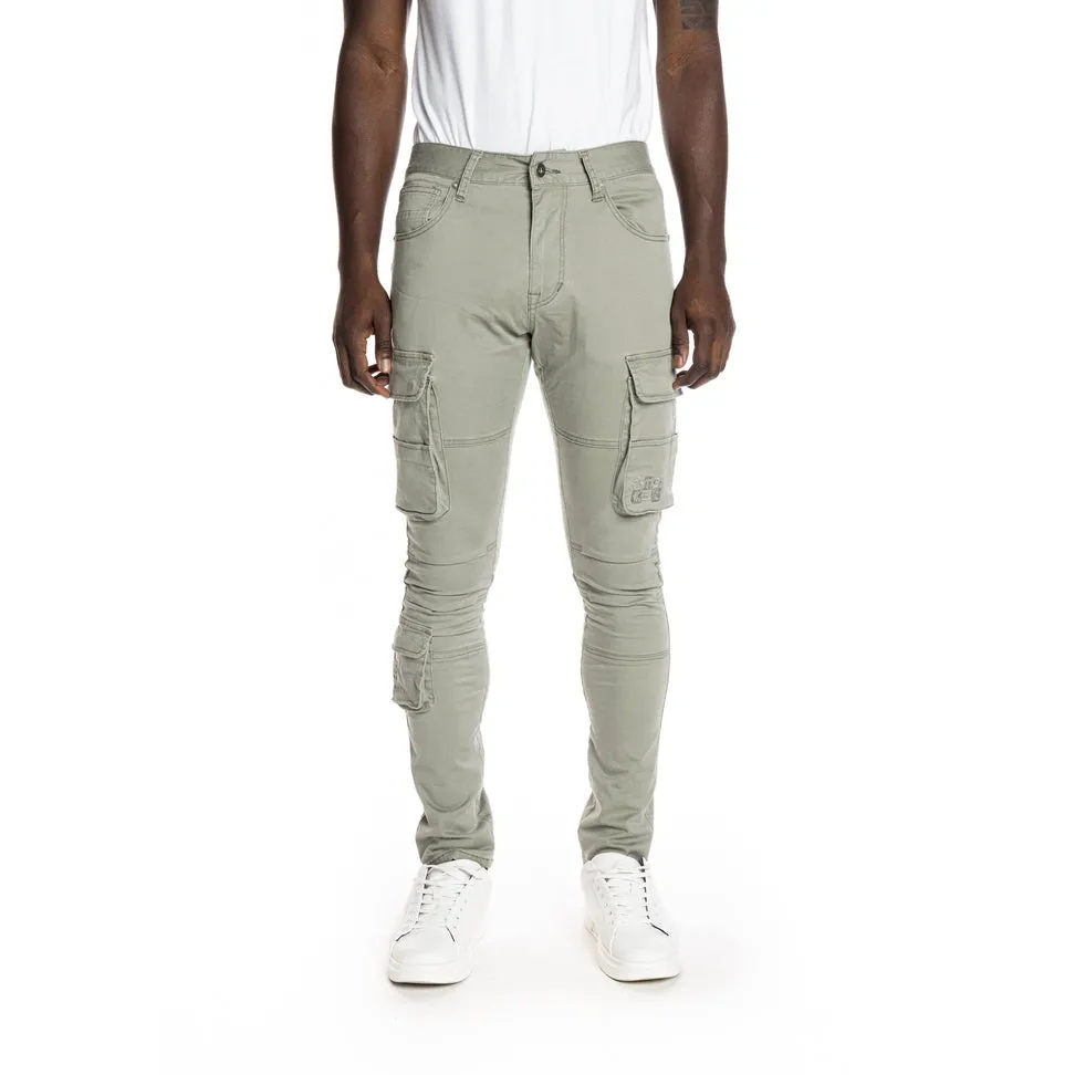 Multi-pocket Cargo Twill Pants - Light Olive