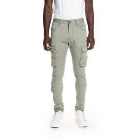 Multi-pocket Cargo Twill Pants - Light Olive