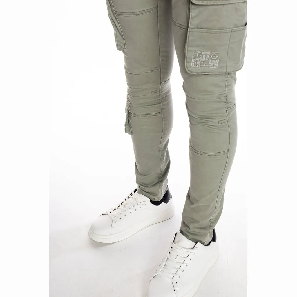 Multi-pocket Cargo Twill Pants - Light Olive