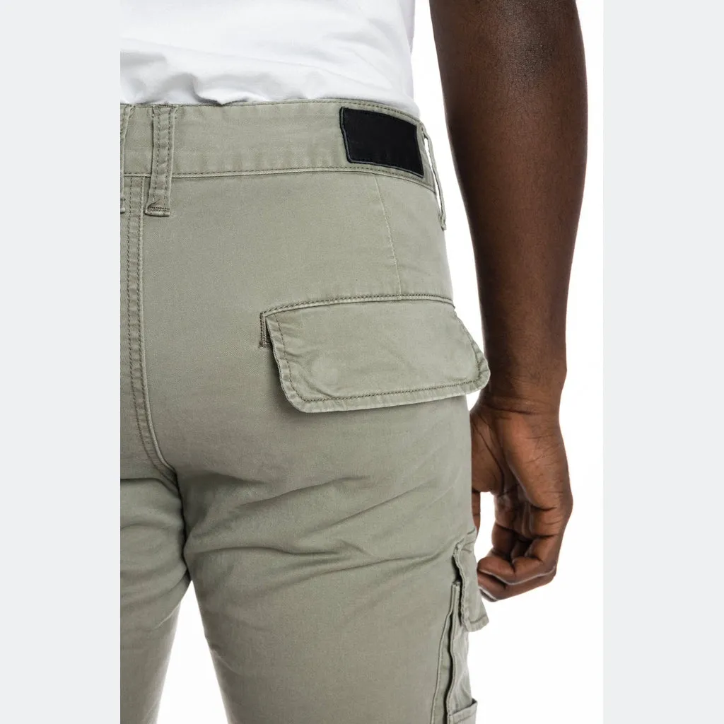 Multi-pocket Cargo Twill Pants - Light Olive