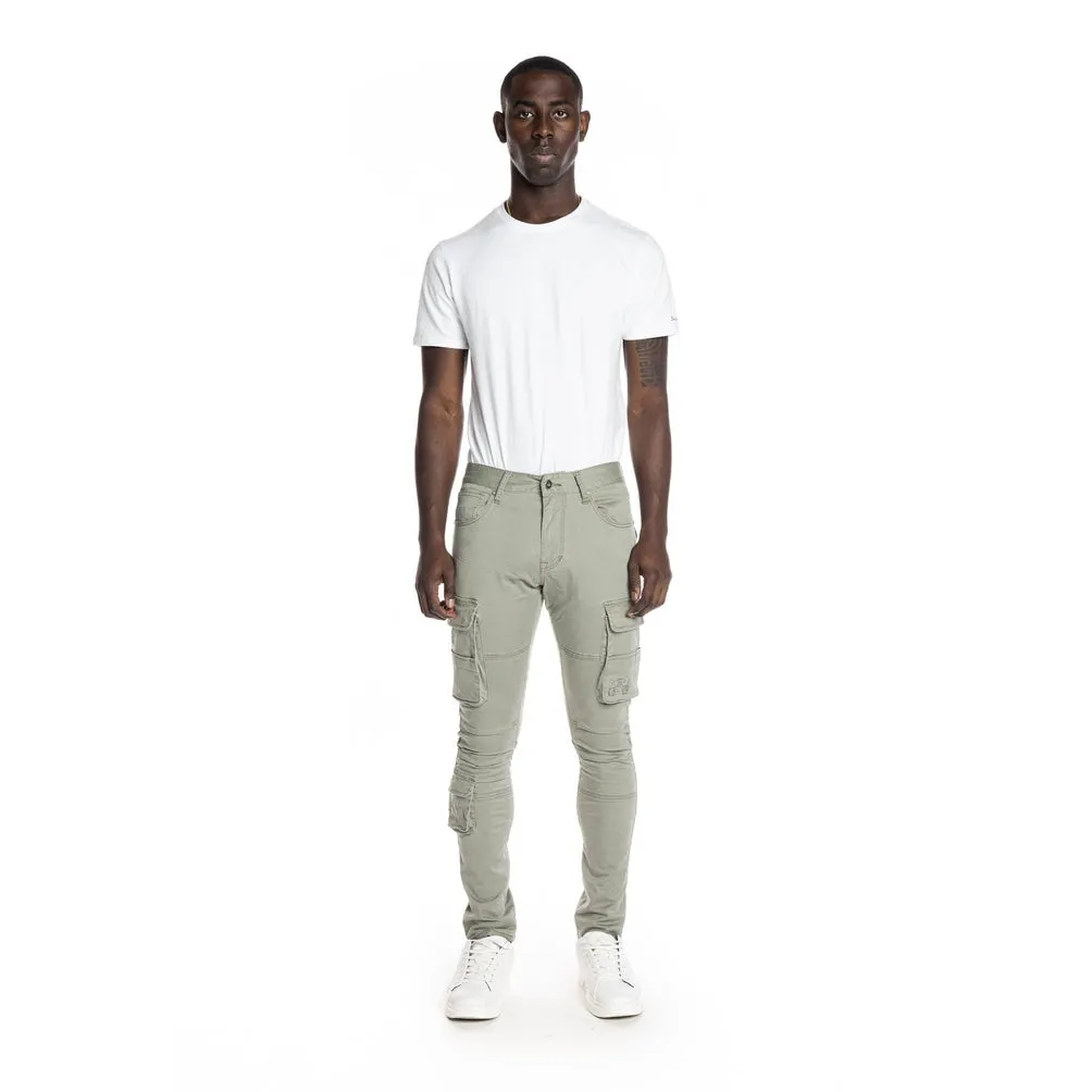 Multi-pocket Cargo Twill Pants - Light Olive