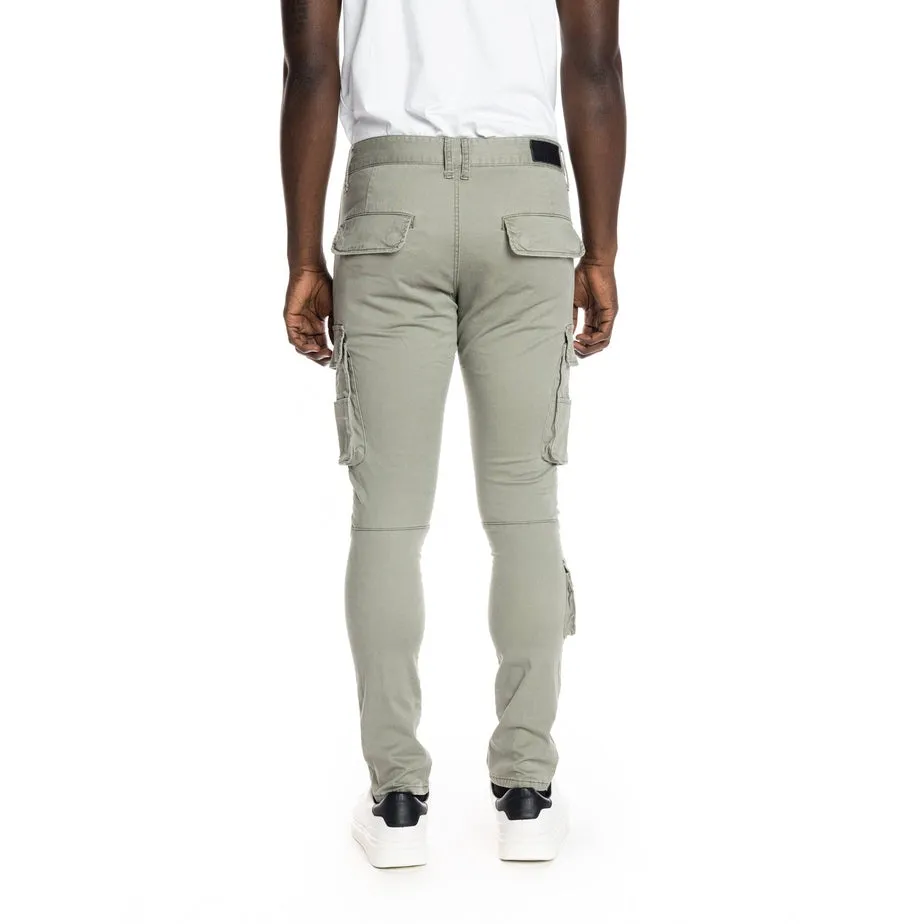 Multi-pocket Cargo Twill Pants - Light Olive