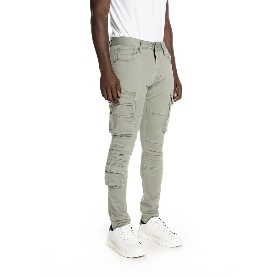 Multi-pocket Cargo Twill Pants - Light Olive